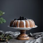 head on view of blackberry bundt cake