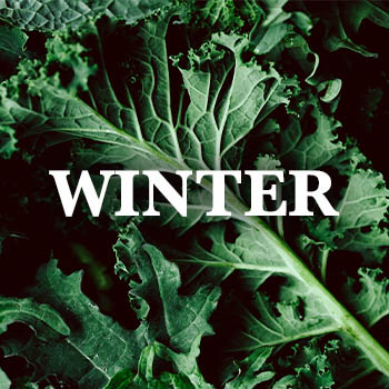 Kale with text overlay 'winter'.